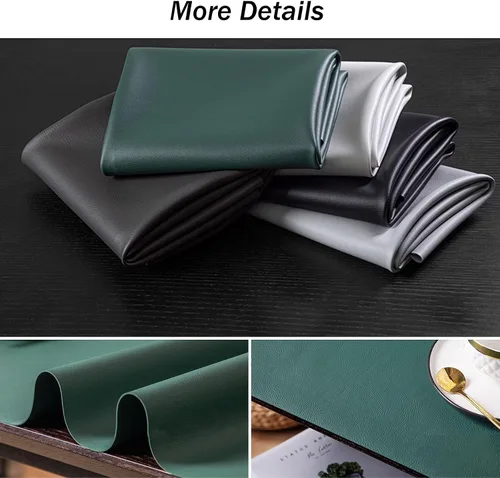 Vista 5 de Mantel redondo de cuero lavable, mantel de piel sintética impermeable para mesas redondas, protector de mesa redondo de vinilo grande para mesa