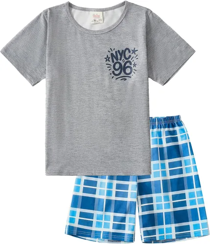 Vista 16 de MyFav - Pijamas para niños grandes de 2 piezas, pantalones cortos, lindos dibujos animados, ropa de dormir 4 piezas Alien