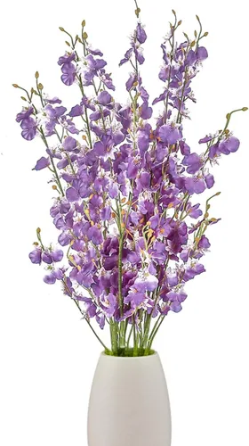 Vista 7 de BOMAROLAN Orquídea artificial de seda bailarina, orquídeas de mariposa falsas, 10 unidades de tacto real para bodas, hogar, oficina, fiesta, hotel