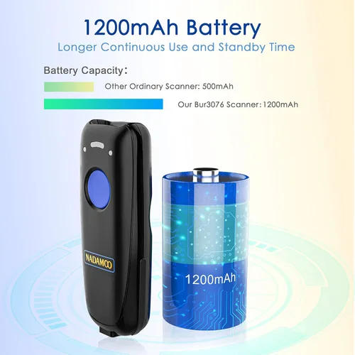 Vista 5 de NADAMOO Escáner de código de barras inalámbrico compatible con función Bluetooth, 2.4G inalámbrico y con cable, escáner de código de barras 3 en 1