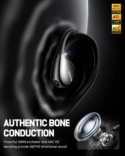 Vista 3 de Valorise Auriculares inalámbricos de conducción ósea de oído abierto T60 Negro