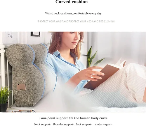 Vista 3 de Almohada lumbar rectangular perfecta, almohada grande para cabecero, soporte de posicionamiento de cama, cojín de cabecera de lectura para cama