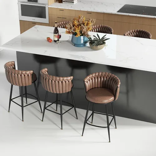 Vista 32 de ABET Taburete de Bar Dorado 1UN, Taburetes Giratorios de Terciopelo, Taburetes de Altura Ajustable con Respaldo Tejido, Taburetes de Cocina Modernos