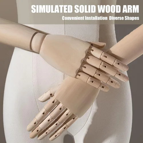 Vista 5 de Adjustable Female Mannequin Torso with Head & Wooden Arms - Ideal Dress Form for Sewing, Clothing Display, Jewelry Showcase, Tailoring & Fashion
