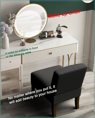 Vista 7 de VIRRMO Sillas de Acento sin Brazos para Sala de Estar, Silla Slipper Moderna Sillas de Sala de Estar con Patas de Madera Sólida, Silla de Tocador