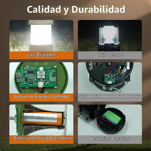 Vista 3 de Linterna de camping recargable, luz de camping de 230 horas de funcionamiento con 5 modos
