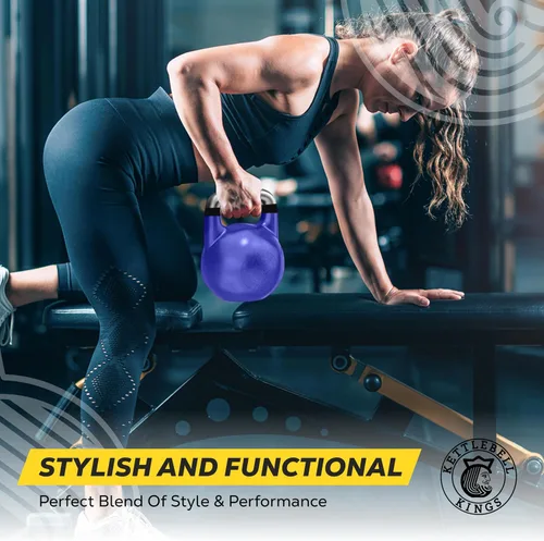 Vista 6 de Kettlebell Kings Pesas rusas de competición (mango de 1.378 in) 17.6-105.8 lbs Pesas de mano Equipo de gimnasio de entrenamiento