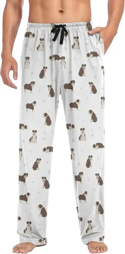 Vista 3 de Ollabaky Pantalones de pijama para hombre, pantalones de descanso con bolsillos, Multi