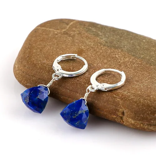 Vista 26 de Aretes de aro de cristal afganita natural Piedras afganas de alto grado Aretes chapados en plata Gota lisa Joyas de piedras preciosas hechas