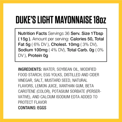 Vista 2 de Duke's Botella exprimible de mayonesa ligera, suave y cremosa, 18 onzas (paquete de 1)