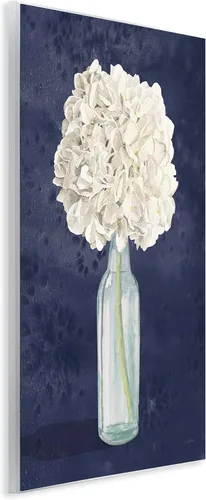Vista 2 de Stupell Industries Ramo floral blanco en botella pintura azul, diseñado por James Wiens Art, 13 x 19 pulgadas, placa de pared