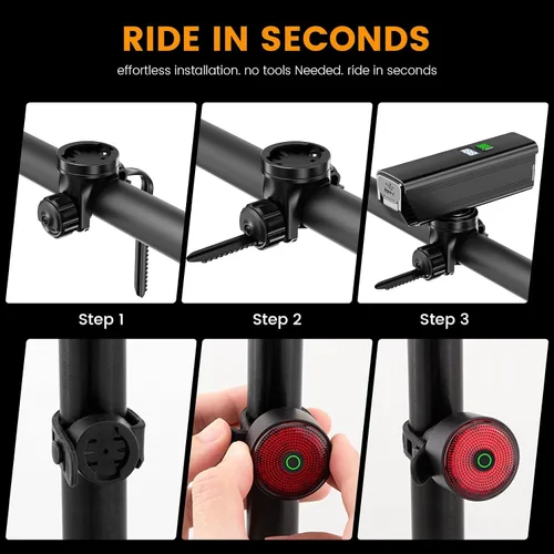 Vista 8 de Bike Light for Night Riding, 2000LM/1000LM Bicycle Headlight & Taillight, Multiple Modes,3000mAh/2000mAh USB C Rechargeable Waterproof LED Bright