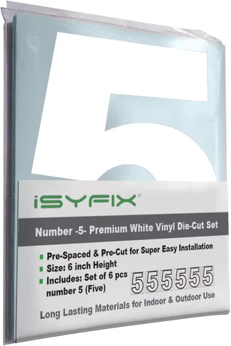 Vista 30 de iSYFIX - Calcomanías de vinilo blancas con número 0 (cero) - Juego de 6 unidades de 1.5 pulgadas autoadhesivas - Decalcomanías premium troqueladas