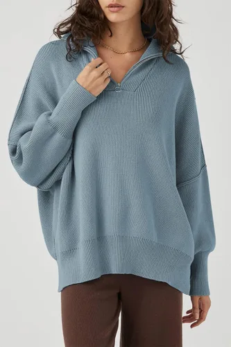 Vista 7 de PRETTYGARDEN Suéter de otoño de gran tamaño para mujer, casual, manga larga, con cremallera, cuello