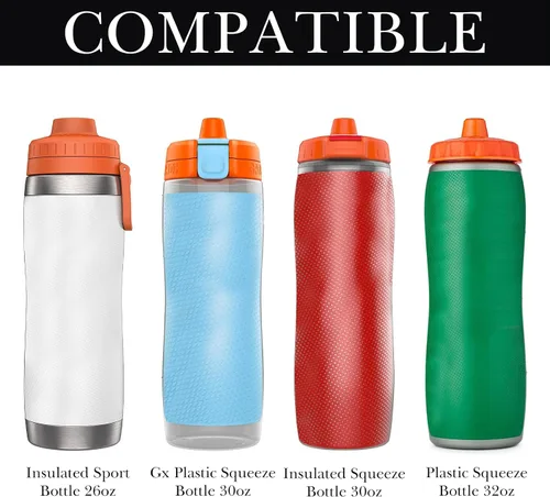 Vista 3 de Linkidea Portabidón de agua con correa compatible con Gatorade plástico Squeeze de 32 onzas, aislado para apretar 30 onzas, soporte para botella