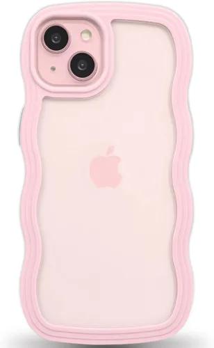 Vista 118 de Anuck Funda para iPhone 13 Pro con borde ondulado, diseño trasero transparente, agarre antideslizante, forma de marco rizado ondulado, a prueba