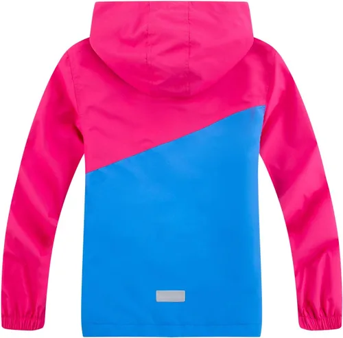 Vista 3 de LOKTARC Chaqueta impermeable con capucha y bloques de color para niños y niñas, rompevientos