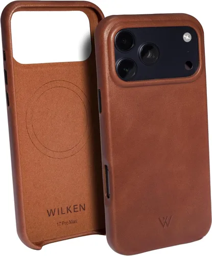 Vista 28 de Funda de teléfono delgada de cuero Wilken compatible con iPhone 15 Compatible con MagSafe y carga inalámbrica Cubierta de cuero de grano Negro
