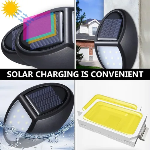 Vista 8 de Uonlytech Luces solares de pared de seto, luces de puerta delantera, herramientas resistentes, lámpara de pared de valla solar, lámpara de pared