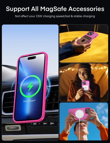Vista 2 de Funda magnética para iPhone 12 y iPhone 12 Pro [probada contra caídas de grado militar y compatible con MagSafe], parte trasera translúcida mate