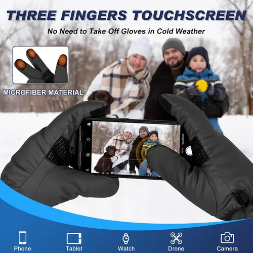 Vista 7 de Sukeen Guantes de invierno resistentes al viento para clima frío, suaves y cálidos para pantalla táctil, antideslizantes, guantes de invierno