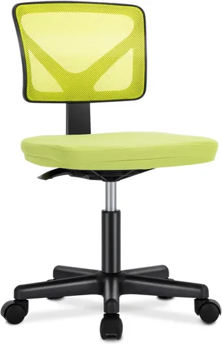 Vista 11 de DUMOS Sillas de oficina pequeñas con ruedas, ergonómicas ajustables para escritorio en casa, silla giratoria con ruedas, sin brazos, cómoda malla