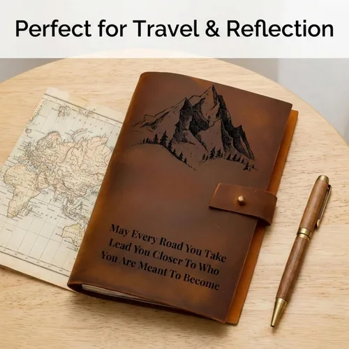 Vista 5 de Diario de cuero personalizado, cuaderno de cuero A5 recargable grabado personalizado para hombres y mujeres, regalo de diario de escritura vintage