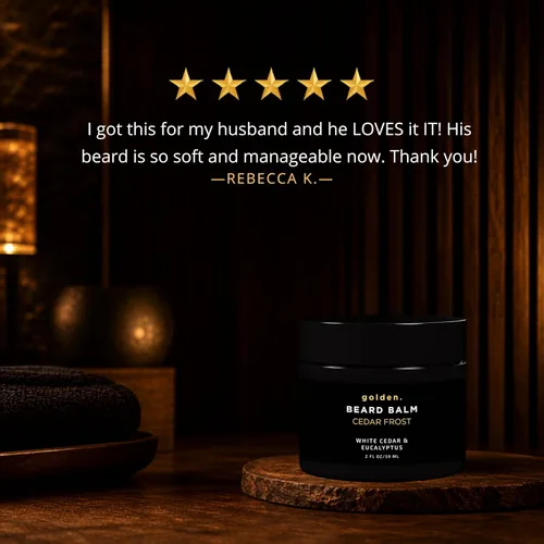 Vista 9 de Golden Grooming - Bálsamo para barba – Domina los flaways y promueve un crecimiento más grueso, cera de peinado natural con manteca de karité