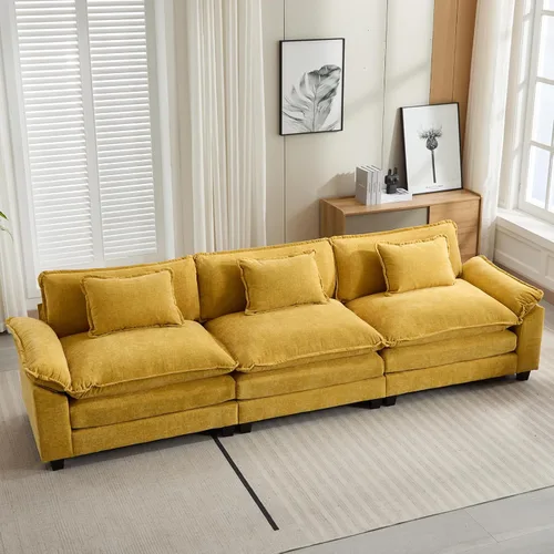 Vista 78 de Oprisen Sofá Seccional Modular, Cómodo Cloud Couch Sofá Seccional, Sofá Cama de Chenilla con Asiento Profundo con Almohadas Decorativas para Sala