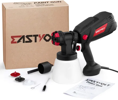 Vista 7 de Eastvolt Pulverizador de pintura HVLP de alta potencia de 600 vatios, pistola de pulverización eléctrica en casa Eastvolt, 4 boquillas, 3 patrones