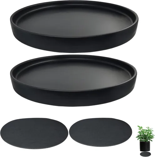 Vista 17 de Yukfona - 4 bandejas de cerámica para macetas, bandejas de 4 5 6 7 8 9 10 11 12 13 pulgadas para interior y exterior, resistente, duradera, base