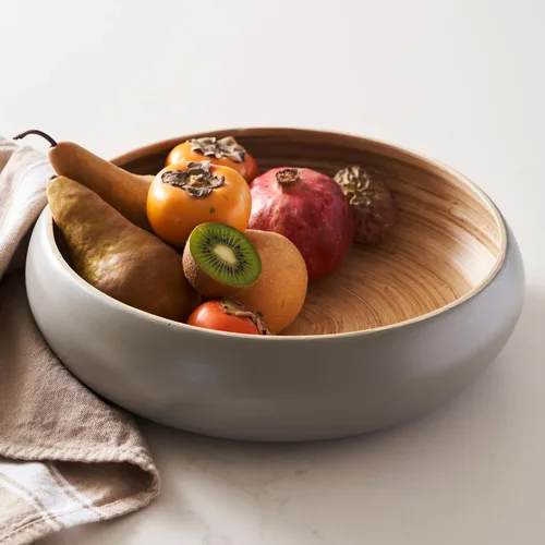 Vista 7 de Tazón de Frutas para Encimera de Cocina, Tazón Decorativo, Tazón Grande de Servicio o Cesta de Frutas para Cocina de Bambú Trenzado (Negro)