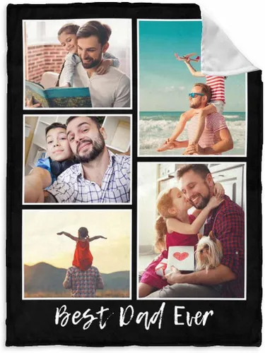 Vista 36 de InterestPrint Manta personalizada para papá de parte de hija e hijo, manta de cama personalizada con el texto "Best Dad Ever" con Love You Daddy, 7