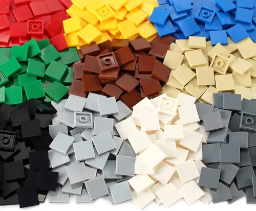 Vista 5 de Black 2×2 Tiles ×500 Ladrillos planos MOC Piezas y piezas Bulk Building Blocks for Smooth Surface Wall Floor, Toy Accessories Compatible with