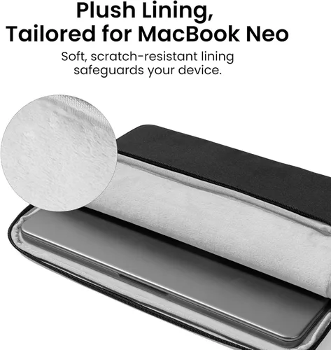 Vista 4 de tomtoc Funda delgada de ajuste personalizado para MacBook Neo A18 Pro A3404 de 13 pulgadas, resistente al agua, con bolsillo para accesorios
