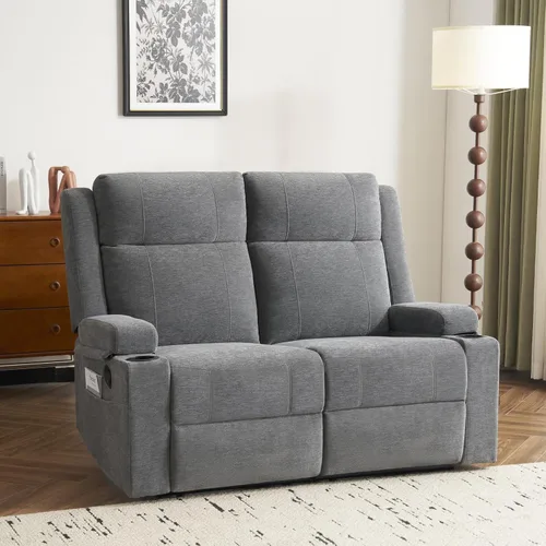 Vista 18 de Sofá biplaza reclinable manual, sofá reclinable de 2 plazas