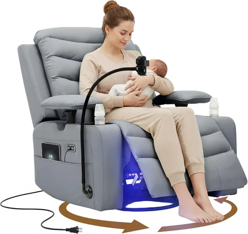 Vista 10 de Olela Power Glider - Silla reclinable para guardería, mecedora giratoria Gris