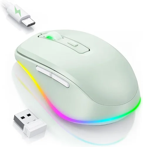 Vista 15 de PEIOUS Ratón Inalámbrico Jiggler – Ratones Inalámbricos LED con Jiggler Mover Integrado, Ratón Móvil Recargable para Computadora con Movimiento