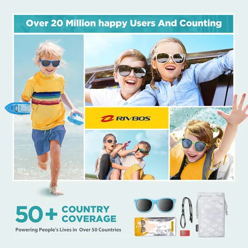Vista 6 de Lentes de sol de goma Rivbos RBK004, flexibles, para niños lentes para bebés y niños de 3-10 (vidrio espejado disponible).