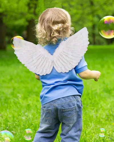 Vista 5 de Alas de ángel y halo para niños y adultos disfraz de fiesta para niños y niñas blanco