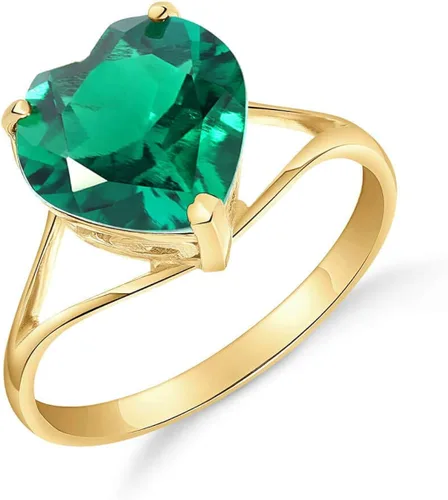 Vista 3 de Galaxy Gold GG Anillo de catedral de esmeralda con forma de corazón brillante de oro amarillo de 14 quilates con forma de corazón brillante