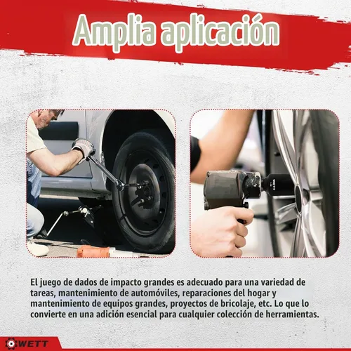 Vista 6 de WETT 1/2" Drive Juego de llaves de impacto profundo de gran tamaño, 8 piezas de tuercas de eje de husillo, juego de llaves grandes estándar SAE de 6