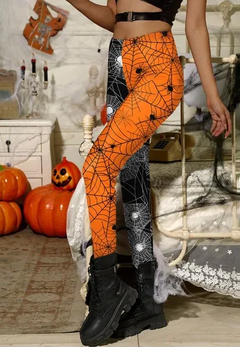 Vista 3 de Spadehill - Leggings de Halloween para mujer, pantalones elásticos con estampados divertidos