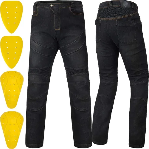 Vista 10 de ILM - Pantalones de motocicleta para hombre, jeans de motocross con armadura CE, para bicicleta de tierra, motocicleta, aventura, turismo BJN01 azul
