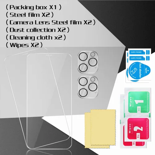 Vista 7 de BIG FACE Protector de pantalla compatible con iPhone 12 Pro + protectores de lente de cámara, [2 + 2 unidades] de vidrio templado transparente HD