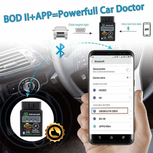 Vista 3 de El más nuevo Bluetooth OBD2 escáner de diagnóstico automático herramienta de lector de código de falla automático (ELM327)