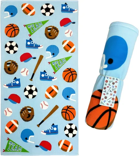 Vista 9 de Wildkin Toalla de playa para niños, 100% algodón, suave y absorbente, ideal para piscina y playa, animales salvajes Verde Oscuro