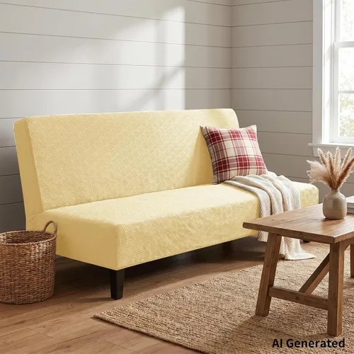 Vista 3 de XINEAGE - Funda elástica para futón y sofá cama, tamaño matrimonial, color Beige