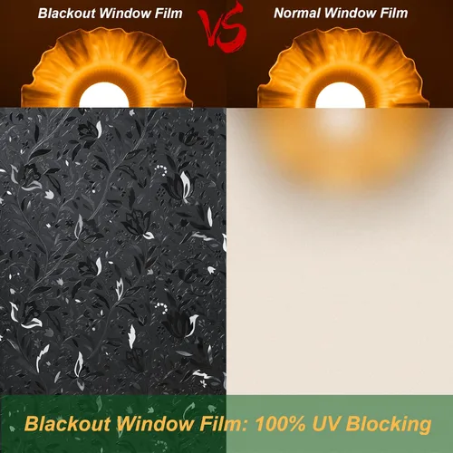 Vista 5 de Niviy - Película opaca para ventana, 100% de bloqueo de luz, para oscurecer la habitación, tinte negro extraíble para ventanas del hogar