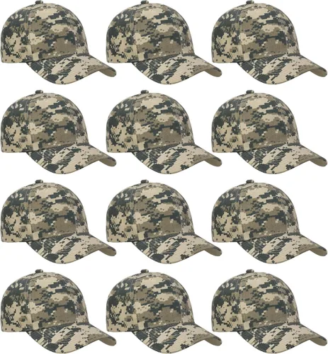 Vista 6 de Falari - 12 unidades de gorras de béisbol, lisas y de tamaño ajustable, venta al por mayor Verde militar